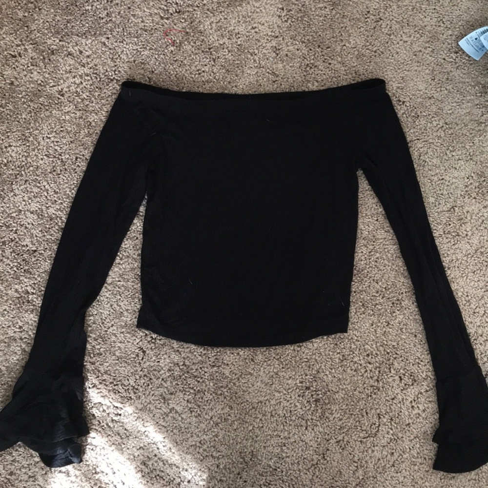 Black off the shoulder shirt